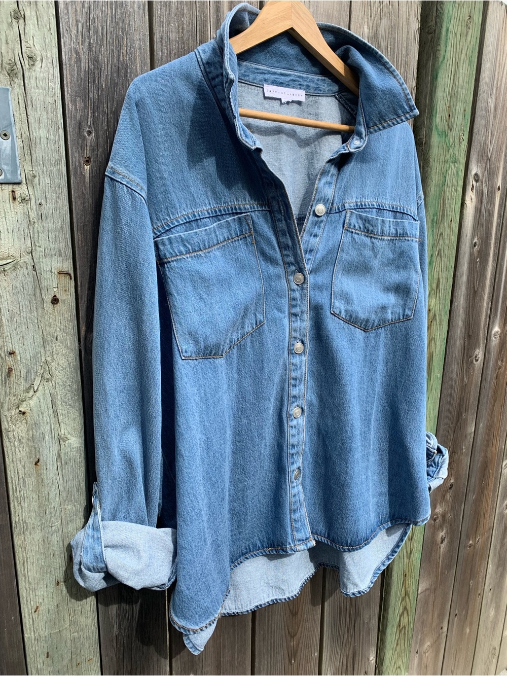 JANE + DELANCEY Lyocell Blend Denim Button-Up Shirt Jacket Shacket XL